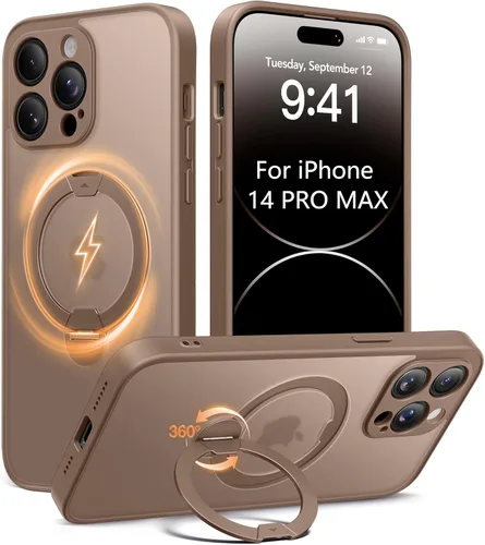 Vista 21 de Funda magnética mejorada para iPhone 14 Pro, soporte irrompible y magnético, protección de grado militar, funda para teléfono compatible