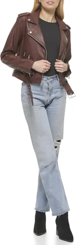 Vista 2 de Levi's Chaqueta de moto de piel sintética con cinturón para mujer (talla regular y grande)