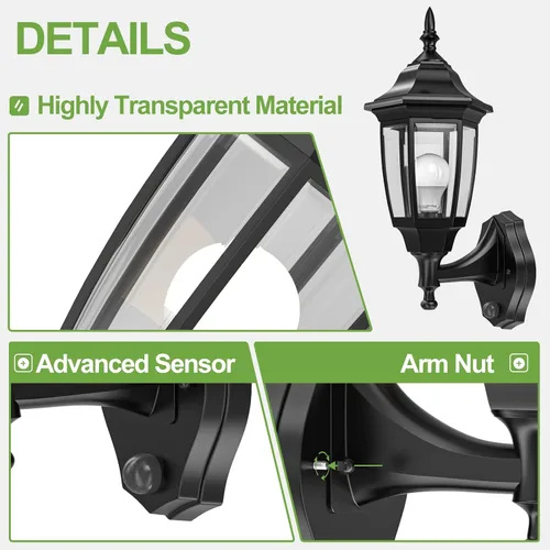 Vista 6 de EMART Aplique de Porche Exterior de Anochecer a Amanecer, Dispositivos de Luz Exterior LED Impermeables, Manejo Especial de Material de Plástico