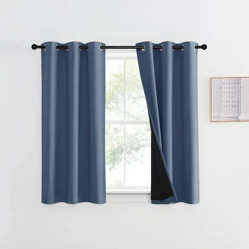 Vista 15 de NICETOWN Cortinas 100 % opacas con aislamiento térmico, panel de cortina deslizante de rendimiento que reduce el ruido con forro negro, bloqueo