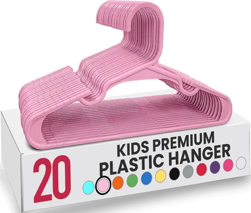 Utopia Home Paquete de 20 Perchas para Niños - Perchas de Plástico para Bebé de 11.5 Pulgadas para Armario - Perchas para Niños para Ropa y Percha