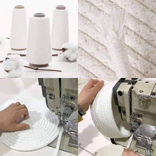 Vista 5 de Sea Team Cesta de almacenamiento redonda de cuerda de algodón con tapa, contenedor de almacenamiento tejido decorativo, cesto, maceta, caddy