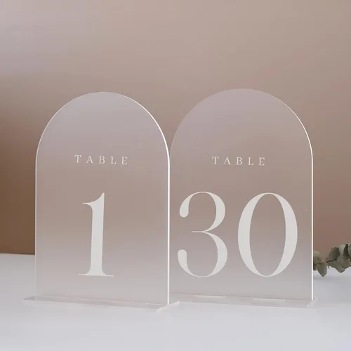 Vista 10 de JINMURY Números de mesa de arco esmerilado para recepción de boda, paquete de 10 piezas de 5x7" Signos acrílicos de arco esmerilado con soporte