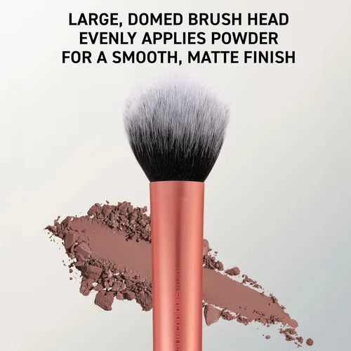 Vista 3 de Real Techniques Brocha de maquillaje en polvo ultra afelpada, para fijar polvo, bronceador y rubor, transparente, cobertura modulable, brocha grande
