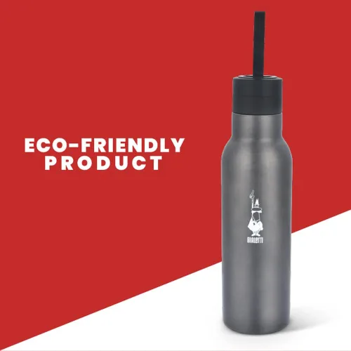 Vista 5 de Bialetti - Botella de agua de acero inoxidable de 17 onzas: doble capa aislada al vacío, mantiene la bebida fría durante 24 horas y caliente durante