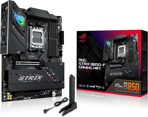 Vista 15 de ASUS ROG Strix B850-A Gaming WiFi AMD AM5 B850 ATX Placa base 14+2+2 etapas de potencia, DDR5 AEMP, LAN 2.5G, WiFi 7 con antena Q, 4X M.2, PCIe®