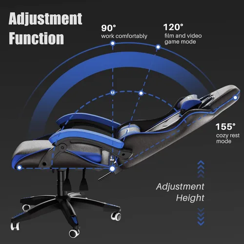 Vista 7 de Bigzzia Silla de videojuegos, sillas ergonómicas de videojuegos con almohada y soporte lumbar, silla de computadora ajustable en altura
