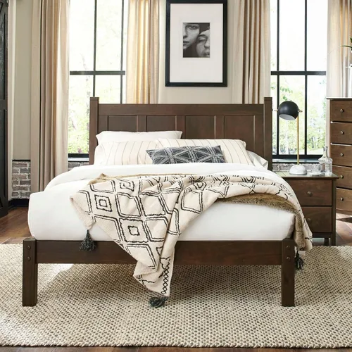 Vista 14 de Grain Wood Furniture Cama de plataforma de panel de madera maciza Shaker, tamaño individual, expresso