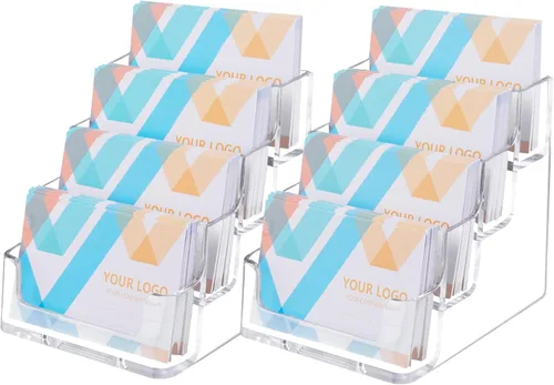Vista 7 de HSYMQ Soporte de tarjeta de visita transparente de escritorio, soporte de exhibición de tarjetas de plástico, soporte de tarjeta de acrílico de 4