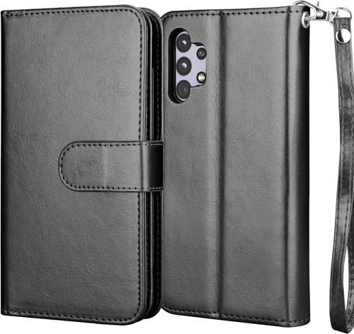 Vista 8 de Njjex Funda para Samsung Galaxy A32 5G, para Galaxy A32 5G, [9 ranuras para tarjetas] Funda de piel sintética para tarjetas Folio Flip [desmontable]