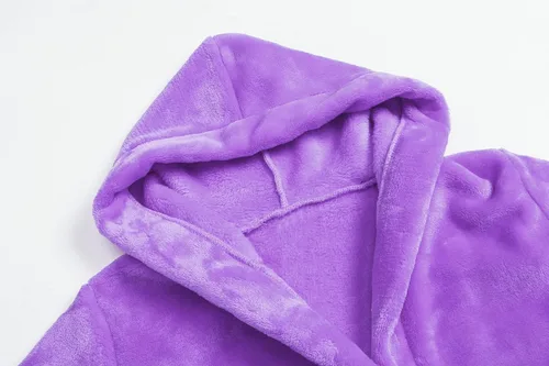 Vista 3 de Batas con Capucha de Forro Polar para Niñas, Bata de Baño Suave Premium Mullida para Niños para Regalos, 2-12 Años Lavanda