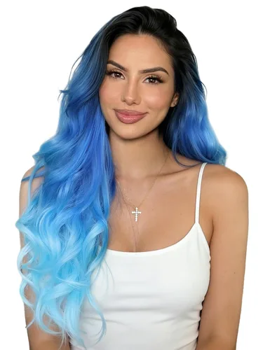 HANNE - Peluca larga color Ombre con cabello rizado sintético, resistente al calor, de alta densidad y llena para mujeres