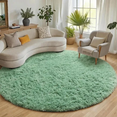 Vista 124 de ONASAR - Alfombra redonda rosa claro de 2 pies, esponjosa, lavable, tapete de gato o perro, suave, afelpada, peluda, tapete circular para dormitorio