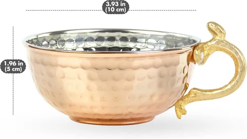 Vista 2 de JAIRESTONE Taza de espuma de cobre, accesorio de aseo tradicional martillado a mano turco, cuenco de afeitar de seguridad y soporte para cepillo