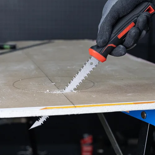 Vista 2 de HAUTMEC HT0028 - Sierra Jab para paneles de yeso de 6 pulgadas, sierra de hoja de doble borde con punta afilada y mango de agarre suave, sierra