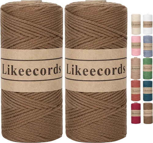 Vista 53 de Likeecords 100% Hilo de Ganchillo de Algodón Cordón de Bolsa de 2mm 170m Cordón de Macramé de 2mm Hilo de Crochet Cuerda de Macramé Regalo para Verde