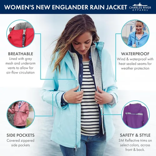 Vista 5 de Charles River Apparel Women's New Englander Wind & Waterproof Rain Jacket