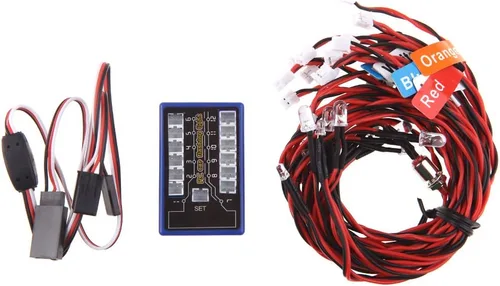 Vista 2 de Globact Faros de Coche RC, Luces Traseras RC, Luces LED de Camión RC, Lámpara Intermitente de 12 LED, 5 Modos de Operación para Camiones RC 1/10