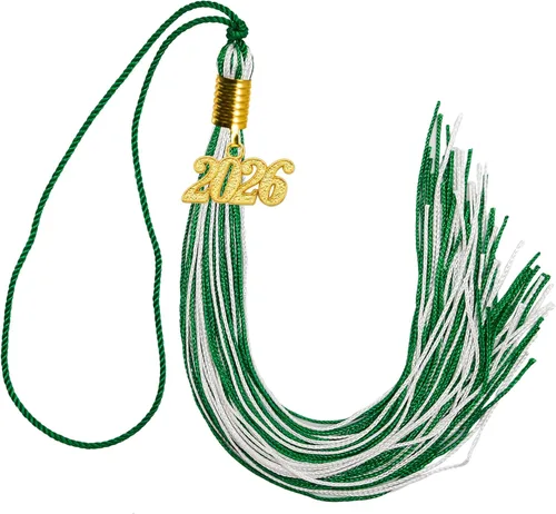 Vista 36 de GraduationMall Borla de graduación de un solo y varios colores con dije del año 2025 de 9 pulgadas