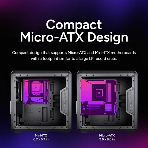 Vista 3 de Cooler Master MasterBox Q300L Torre Micro-ATX con filtro de polvo de diseño magnético, panel lateral acrílico transparente, E/S ajustable y flujo