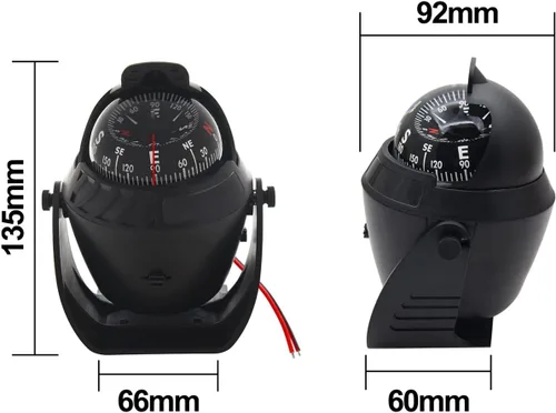 Vista 4 de Brújula marina navegación ligera LED compás automotriz electrónica pivotante para barco coche camión