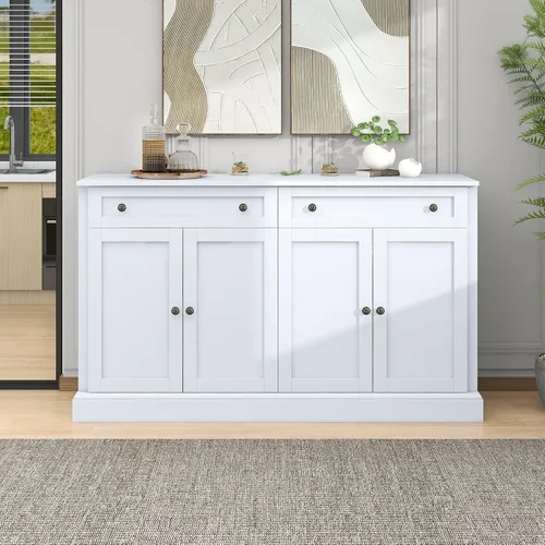 Vista 11 de Aparador moderno de lujo de 59 pulgadas con chapa de madera maciza Mandschuric Fraxinus, ajustable, para sala de estar, estudio y pasillo.