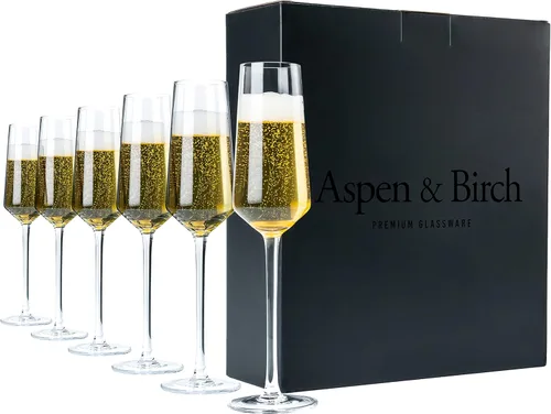 Aspen & Birch - Juego de 6 copas de champán clásicas - Copas de champán - Copas de mimosa, copas de cristal premium, transparentes, 6 onzas, copas