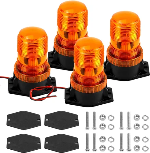 Vista 9 de QWORK Luces estroboscópicas LED ámbar, luces de baliza intermitentes de emergencia y advertencia para camiones, automóviles, autobuses, tractores