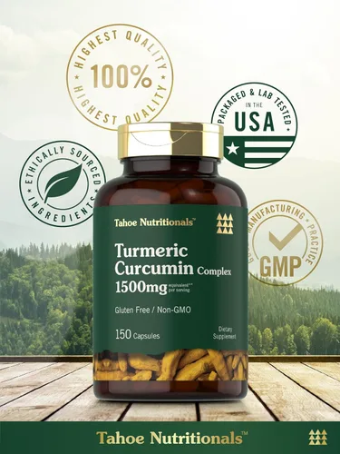 Vista 6 de Tahoe Nutritionals Suplemento de curcumina de cúrcuma 150 cápsulas Complejo con pimienta negra Sin OMG y sin gluten