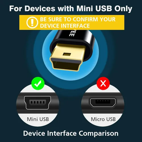 Vista 2 de AGVEE Cable Mini USB de 1 pie, Trenzado Duradero USB-A a Mini-B Cargador Cable de Carga para TI-84, Garmin GPS, Go-Pro Hero 4 3 2 HD, Controlador