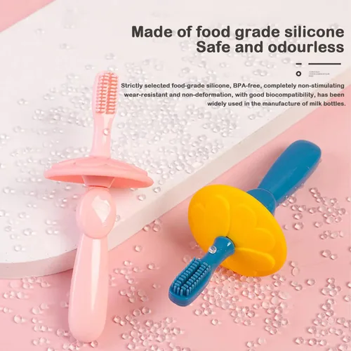 Vista 2 de Cepillo de dientes para niños pequeños de 1 a 2 años, cepillo de dientes para bebés de 6 a 12 meses, cepillos de dientes para bebés con 3 cerdas