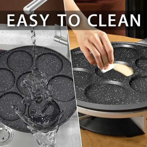 Vista 5 de Sartén para huevos para tortillas, sartén para panqueques de dólares plateados para niños, mini panqueques, sartén antiadherente para desayuno