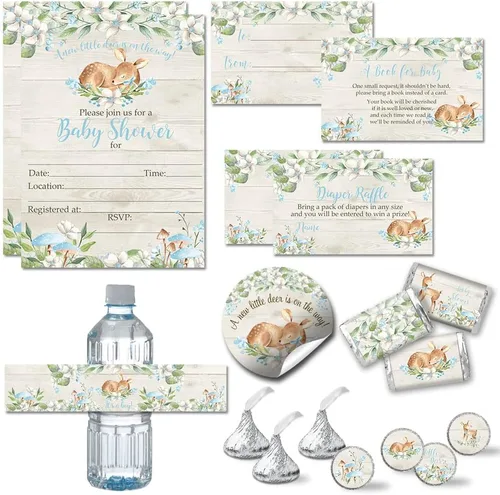 Vista 11 de Amanda Creation Little Stinker Cute Skunk Boy Baby Shower Party Bundle incluye 20 invitaciones con sobres + 4 tamaños diferentes de calcomanías
