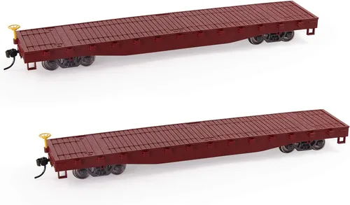 Vista 10 de Evemodel C8741U 2 unids HO Escala 1:87 52 'Transportador plano del coche plano del ejército de los E.E.U.U. 52ft Modelo del tren del contenedor