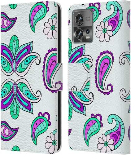 Vista 11 de Head Case Designs Officially Licensed Haroulita Blue Flower Cute Flower Pattern Leather Book Wallet Case Cover Compatible with Motorola Moto Edge 30