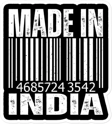 Vista 3 de Made in India Sticker Vintage Barcode Indian Pride Birth Place India Location Country Stickers for Laptop, Phone, Water Bottle - Vinyl Decal