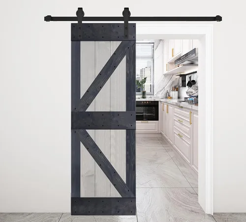 Vista 20 de K Style - Losa para puerta corrediza de granero de madera maciza con acabado de nogal oscuro y café Kona (24 x 84 pulgadas), requiere montaje