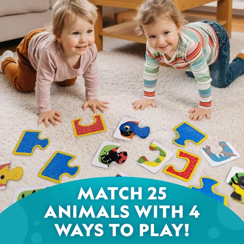 Vista 2 de National Geographic Kids Animal Puzzle Games – 50 Matching Puzzle Cards, 4 Educational Matching Games, Portable Early Learning Game Set with Play &