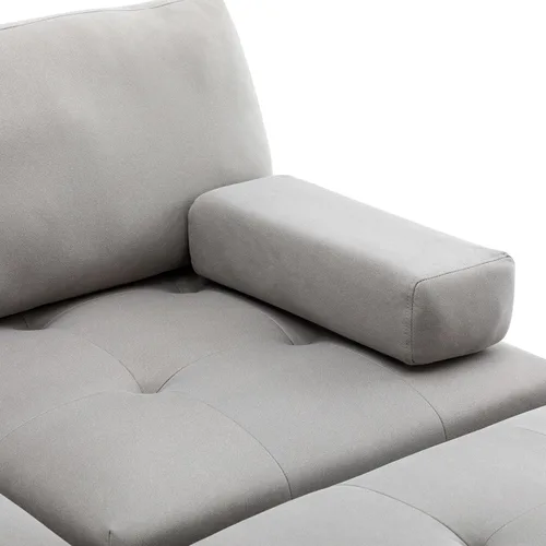 Vista 129 de Sofá modular en forma de L de 100.7 pulgadas con otomana extraíble, modernos sofás de 3 plazas con dos reposabrazos y patas de metal, cómoda tela