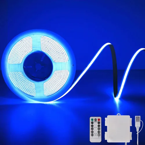 Vista 16 de OMIKA Tira de luces LED COB RGB de 6.6 pies, funciona con pilas, control remoto, regulable, cambio de color, tira de luces LED de batería, cortables