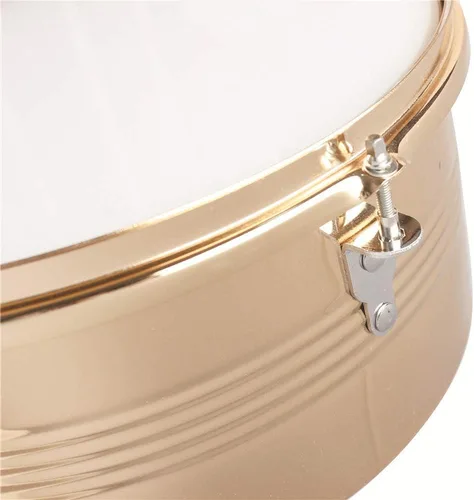 Vista 5 de Lykos Percussion - Juego de batería Timbales de 13 y 14 pulgadas con soporte y cencerro (dorado)