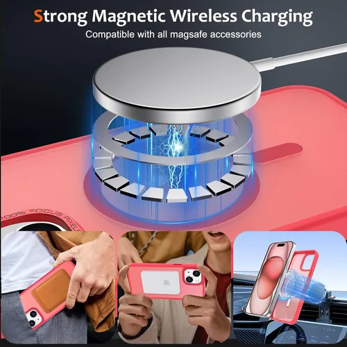 Vista 1236 de Anuck - Funda magnética para iPhone 11 compatible con MagSafe, carcasa trasera mate translúcida dura, borde de TPU, delgada, resistente a impactos