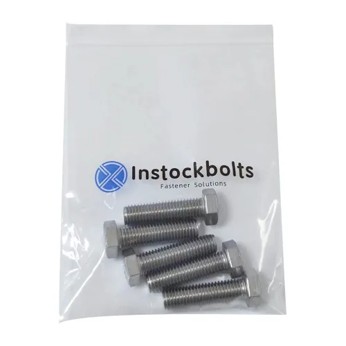 Vista 5 de Tornillo de cabeza hexagonal de 1/2-13 × 1 pulgada, acero inoxidable 304 18-8, rosca completa, rosca gruesa UNC, ASME B18.2.1, paquete de 5