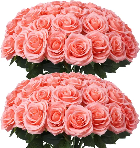 Vista 25 de LVEFIT Flores Artificiales de Rosa Rosas Polvorientas Flores de Seda 12 piezas con Rosas de Seda de Tallo Largo Ramo para Boda, Ducha Nupcial