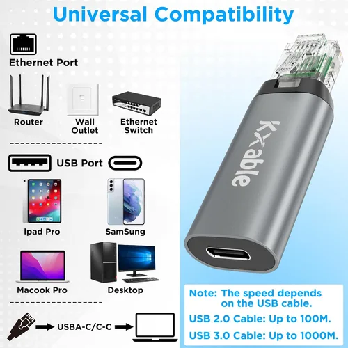 Vista 8 de Divisor Ethernet de 1 a 2 salidas (RJ45 Ethernet y USB-C Ethernet), Gigabit