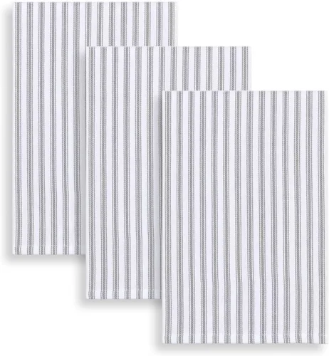 Vista 7 de Cackleberry Home Juego de 3 toallas de cocina de rayas blancas y negras de 18 x 28 pulgadas, 100% algodón tejido