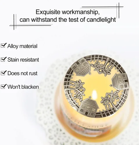 Vista 5 de GORGECRAFT Candle Toppers - Cubierta perfumada para velas, tapas de frascos, fundas para regalos, diseño de casa antigua de flores, accesorios