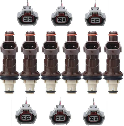 Juego de 6 inyectores de combustible con conector arnés de enchufe de repuesto para Toyota 1999-2004 Tacoma 2000-2004 Tundra 3.4L 1999-2002 4Runner