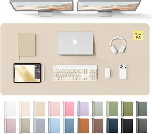 Vista 69 de YSAGi Protector de escritorio de cuero, tapete de oficina, alfombrilla grande para mouse, secante de cuero PU antideslizante, escritorio