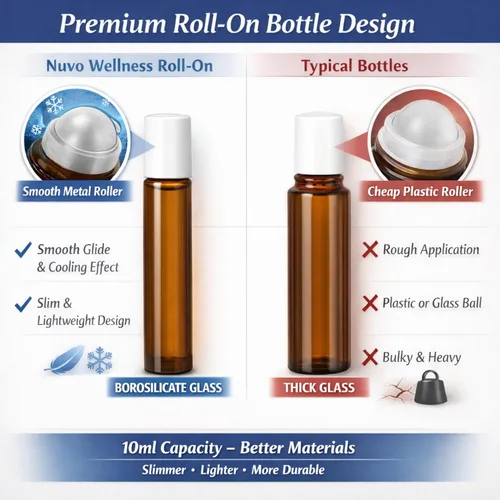 Vista 2 de Roll-On para aliviar la migraña, fabricado con menta, lavanda, eucalipto y otros aceites esenciales de aromaterapia, para dolores de cabeza